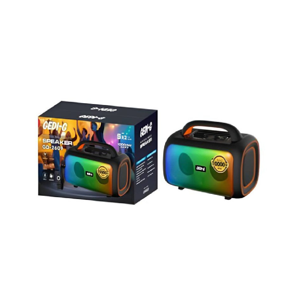 Parlante Portátil Gedi-G GD-2600 Parlante Con Luces LED RGB 10000W P.M.P.O