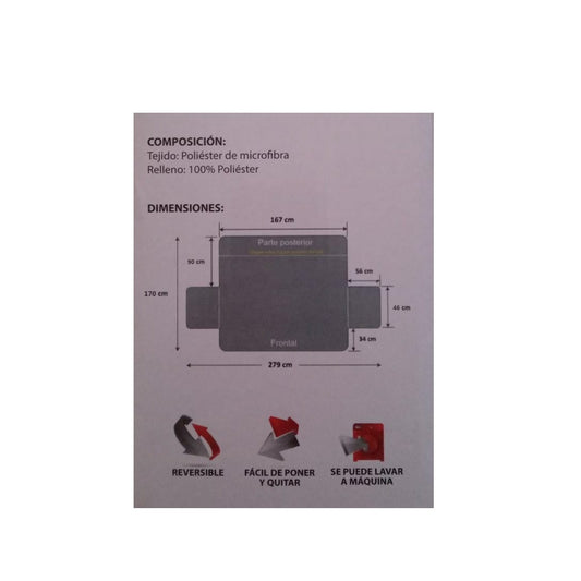 Protector De Sofa Doble Faz Cubre Sofá Para 3 Puesto x 1 Und