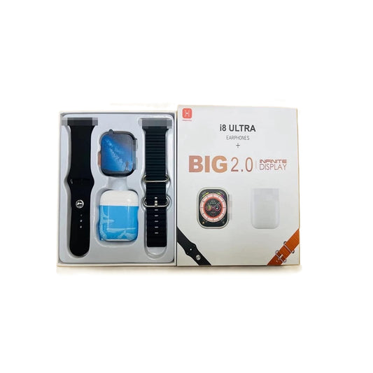 Kit Reloj SmartWatch Con Audifonos Inalambricos ¡8 Ultra Negro
