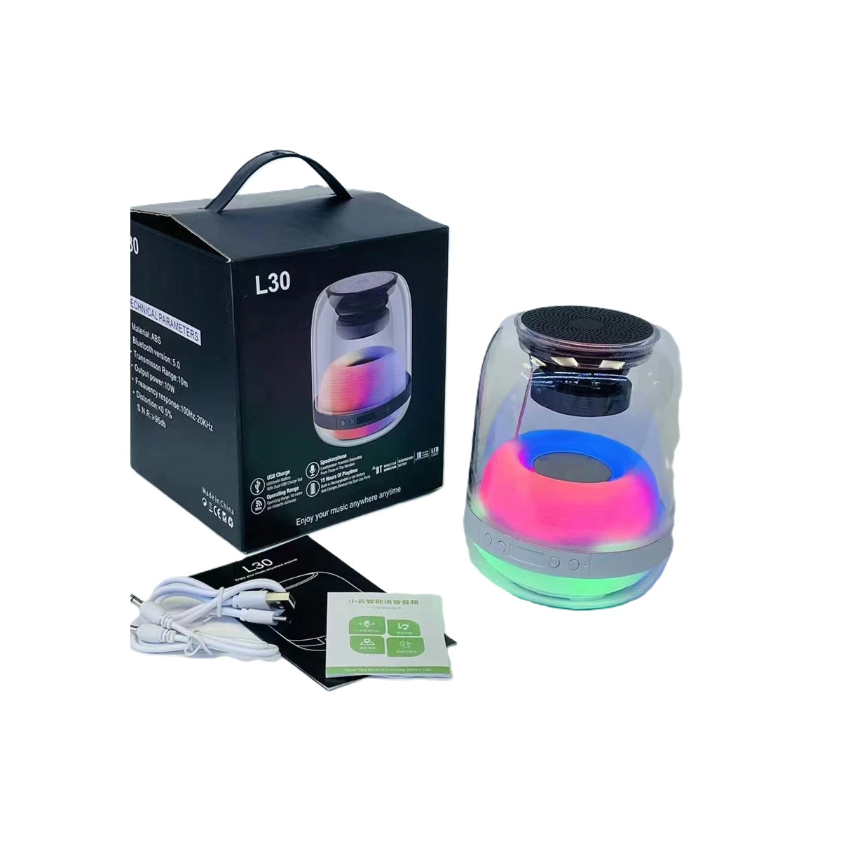 Parlante Altavoz Con Luz RGB Multicolor Bluetooth L30