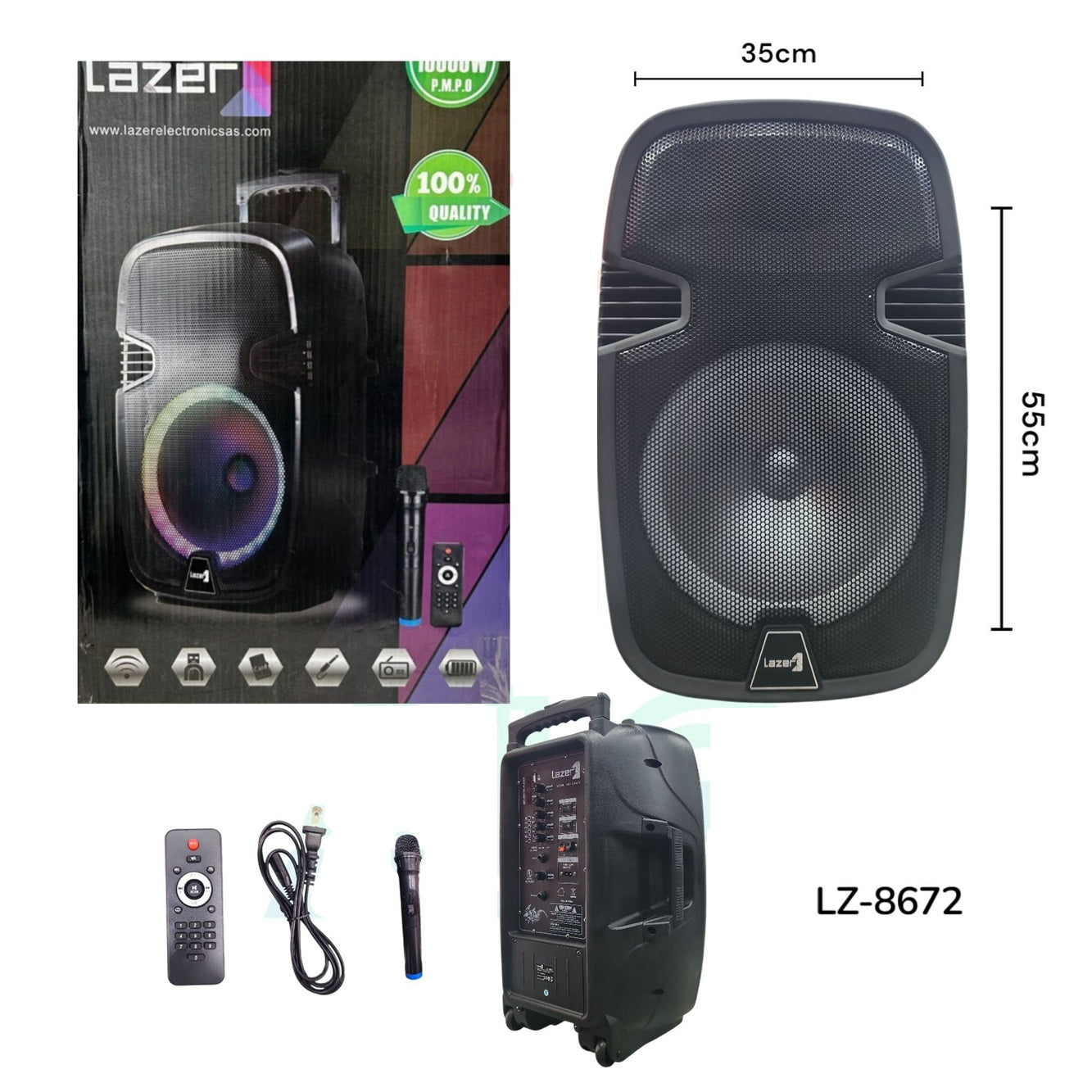 Cabina 12" Parlante Con Luces Ritmicas Bluetooth Recargable 12"
