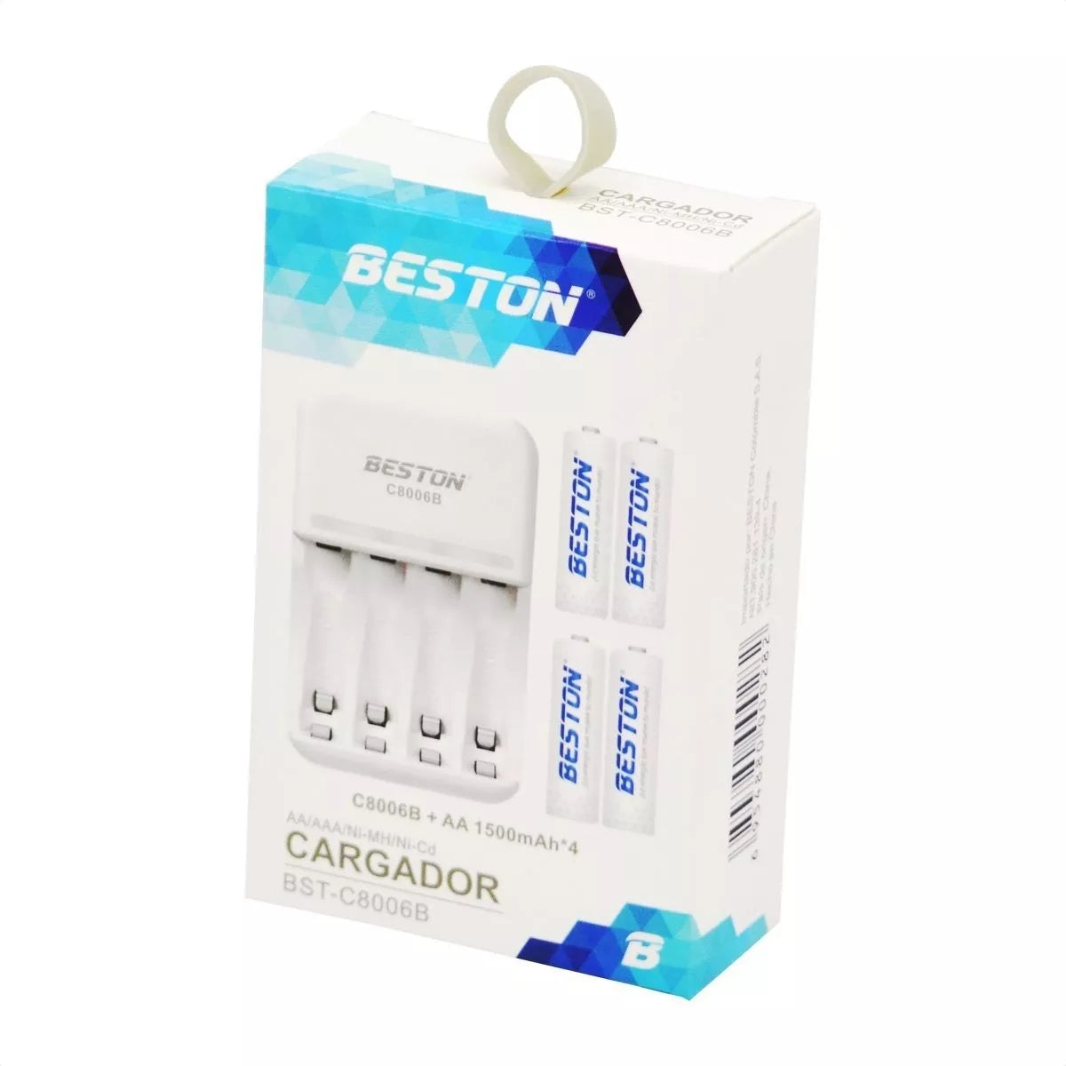 Pilas Recargables Con Cargador Beston 1500 mAh AA x 4 Pilas