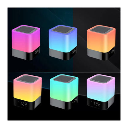 Lámpara LED De Luz Nocturna Altavoz Inalámbrico Reloj Despertador