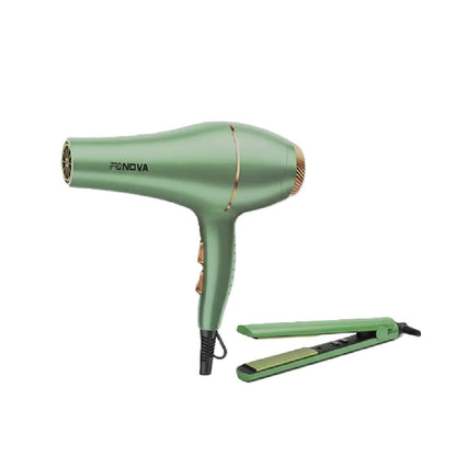 Kit Profesional PRONOVA Secador De Alta Potencia + Plancha Digital Avocado