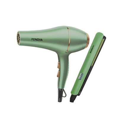 Kit Profesional PRONOVA Secador De Alta Potencia + Plancha Digital Avocado