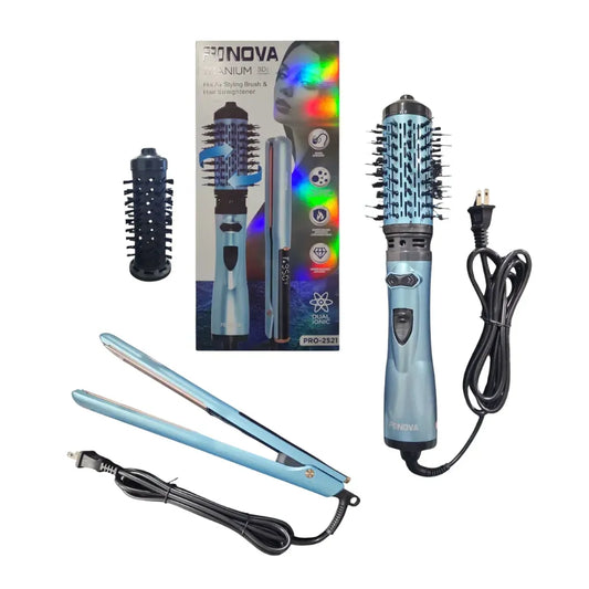 Combo Cabello PRONOVA PRO-2521 Cepillo Secador + Plancha Alisadora