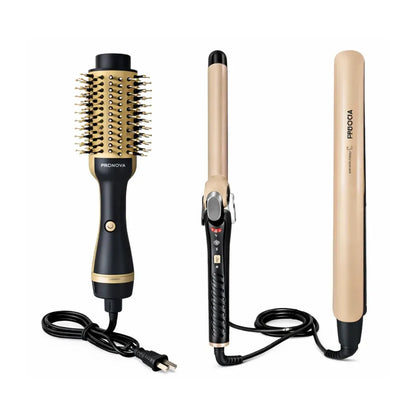 Kit Profesional PRONOVA Keratina Y Argán Cepillo + Plancha + Pinza Rizadora
