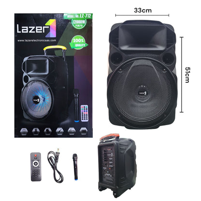 Parlante Bluetooth Lazer Lz-712 Con Micrófono Y Ruedas 51cm