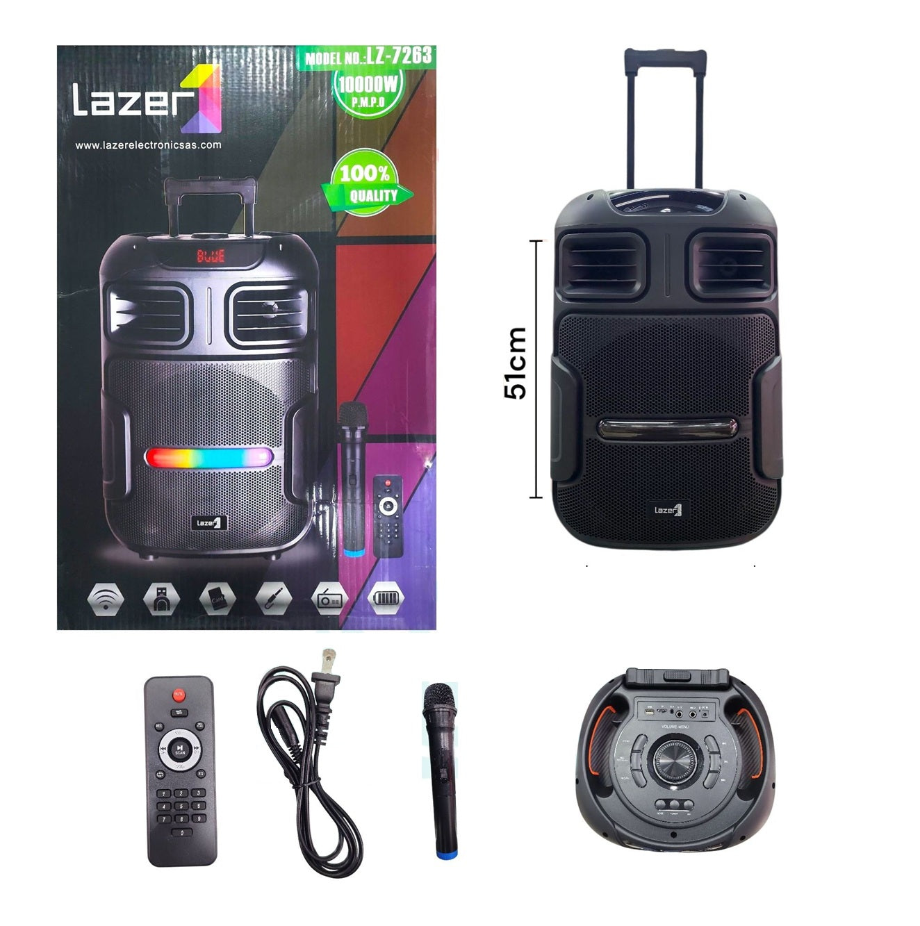 Parlante Bluetooth Lazer Lz-7263 Tipo Maleta Con Micrófono