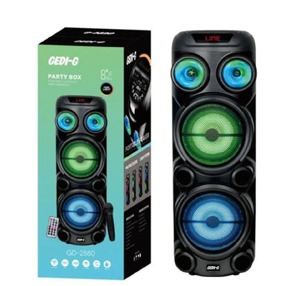 Parlante Bluetooth Gedi-G Gd-2880 Doble 8 Pulgadas Con Micrófono TWS