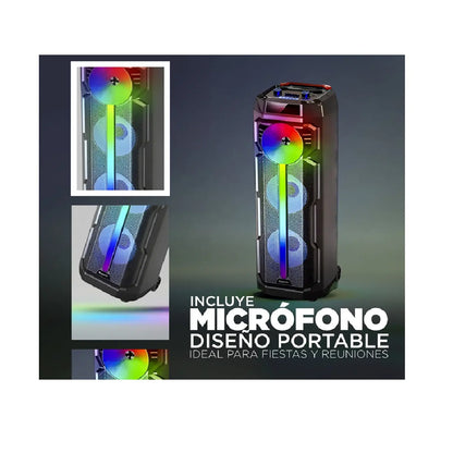 Torre De Sonido Bluetooth Portátil Con Ruedas 85.5cm Luces LED RGB