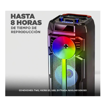 Torre De Sonido Bluetooth Portátil Con Ruedas 85.5cm Luces LED RGB