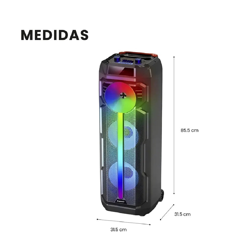 Torre De Sonido Bluetooth Portátil Con Ruedas 85.5cm Luces LED RGB