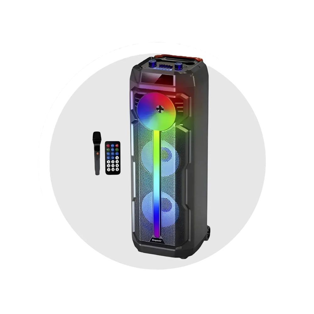 Torre De Sonido Bluetooth Portátil Con Ruedas 85.5cm Luces LED RGB