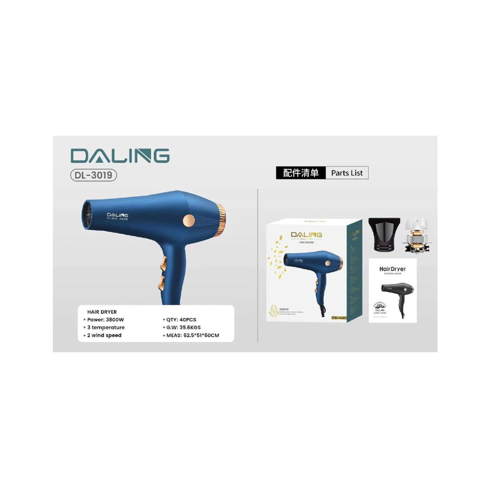 Secador De Cabello Profesional Daling Dl-3019 3800w Alta Potencia