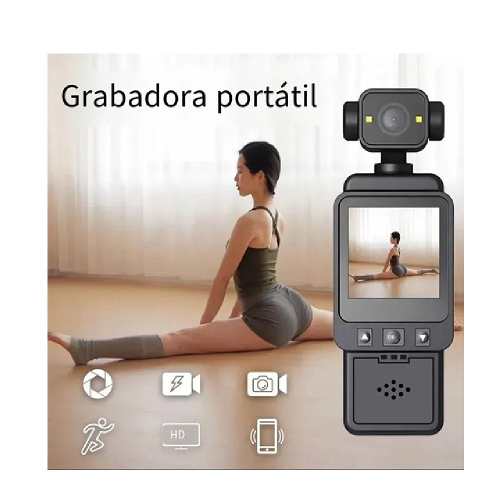 Cámara De Acción Portátil Con Estabilizador Gimbal Y Pantalla LCD
