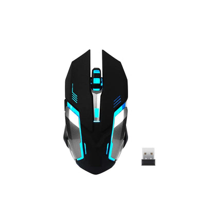 Mouse Gamer Inalámbrico Recargable Bluetooth USB Luz LED Azul