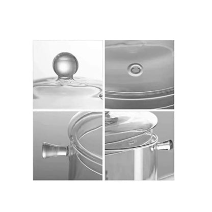Olla De Vidrio Borosilicato Transparente Con Tapa Y Asas Para Cocina