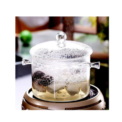 Olla De Vidrio Borosilicato Transparente Con Tapa Y Asas Para Cocina 1