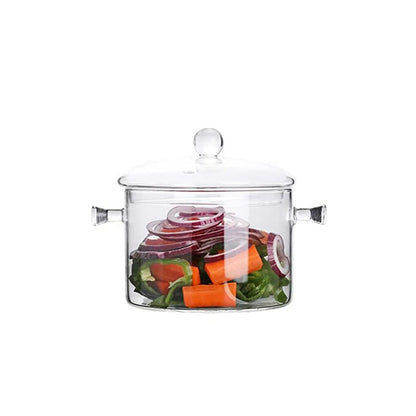 Olla De Vidrio Borosilicato Transparente Con Tapa Y Asas Para Cocina 1