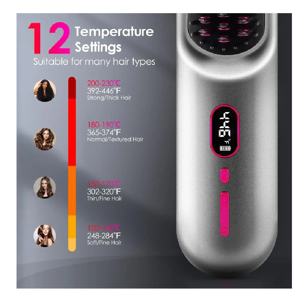 Cepillo Alisador De Cabello Portátil Térmico Control De Temperatura