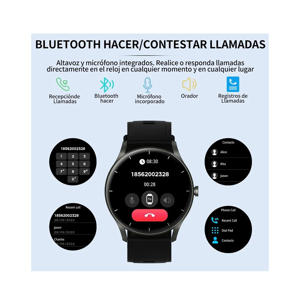 Smartwatch Reloj Inteligente Circular Con Función De Llamadas Bluetooth