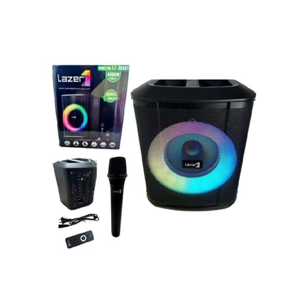 Parlante Cabina Bluetooth Lazer LZ-306BT 4800W Con Luces RGB Y Micrófono
