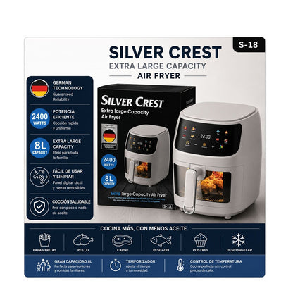 Freidora De Aire Silver Crest S-18 Digital 8L Extra Grande 2400W