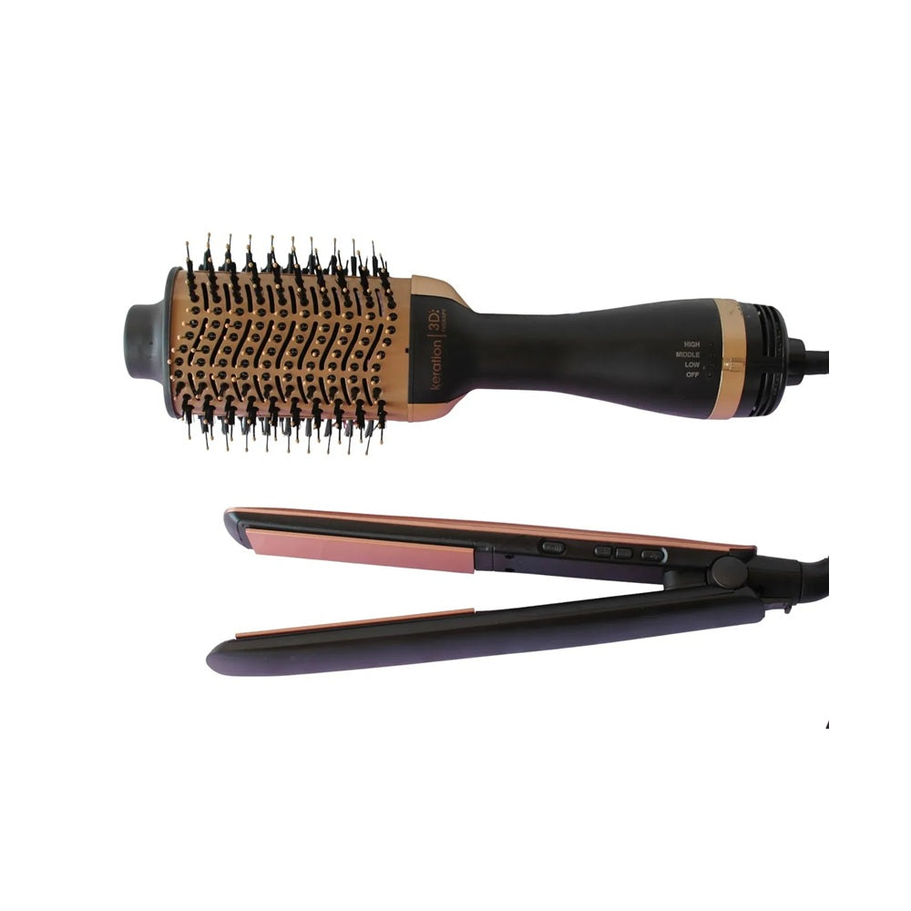 Combo Alisador Pronova K Therapy PRO-2801 Plancha Y Cepillo Secador 2 En 1
