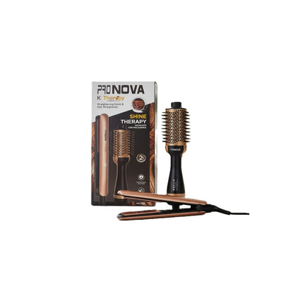 Combo Alisador Pronova K Therapy PRO-2801 Plancha Y Cepillo Secador 2 En 1