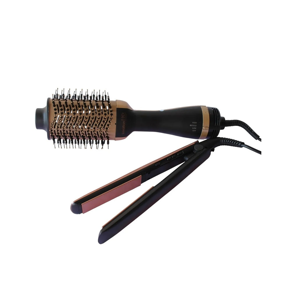 Combo Alisador Pronova K Therapy PRO-2801 Plancha Y Cepillo Secador 2 En 1