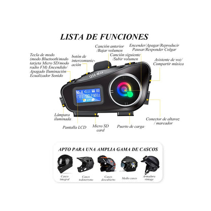 Intercomunicador Para Casco Q58-Max Par Kit Doble Con Pantalla LCD