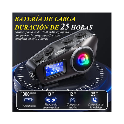 Intercomunicador Para Casco Q58-Max Par Kit Doble Con Pantalla LCD