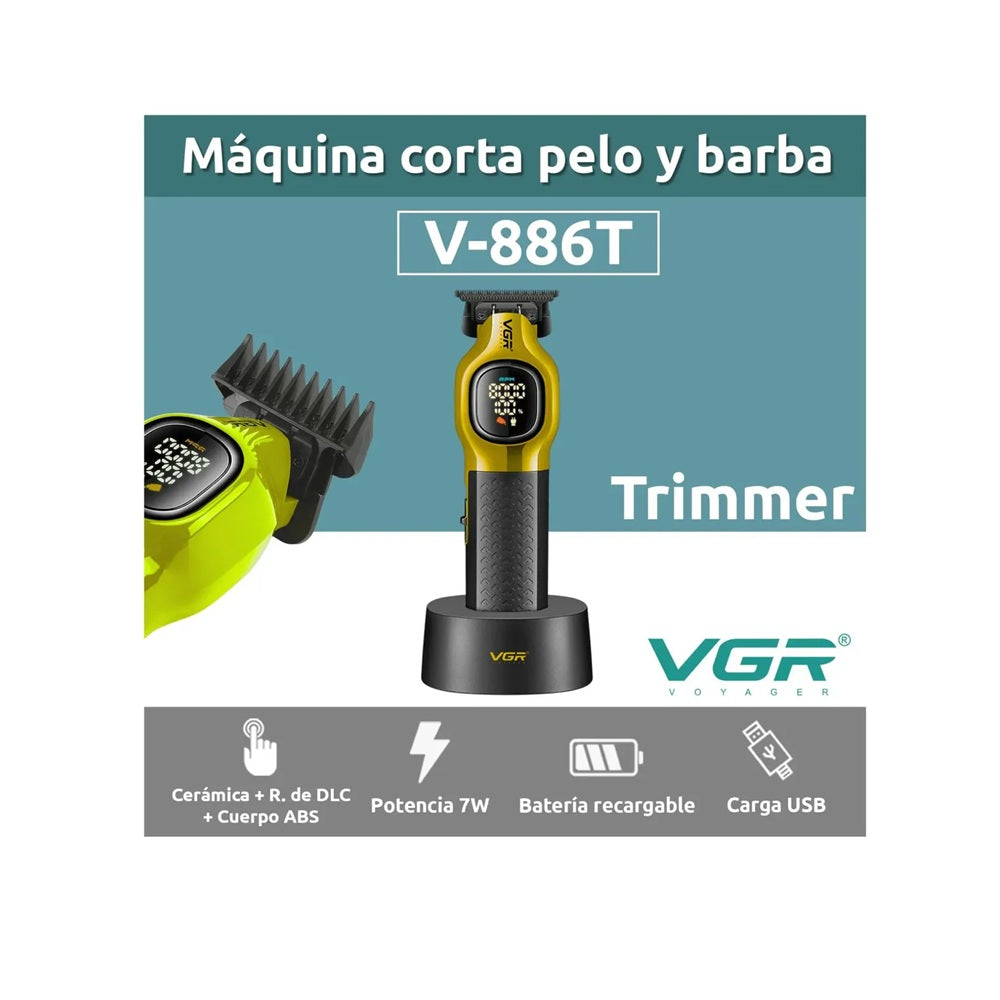 Patillera Profesional VGR V-886T Recortadora 9000 RPM Con Base De Carga