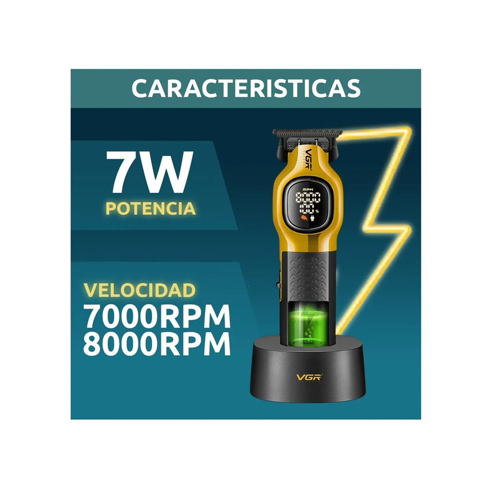 Patillera Profesional VGR V-886T Recortadora 9000 RPM Con Base De Carga