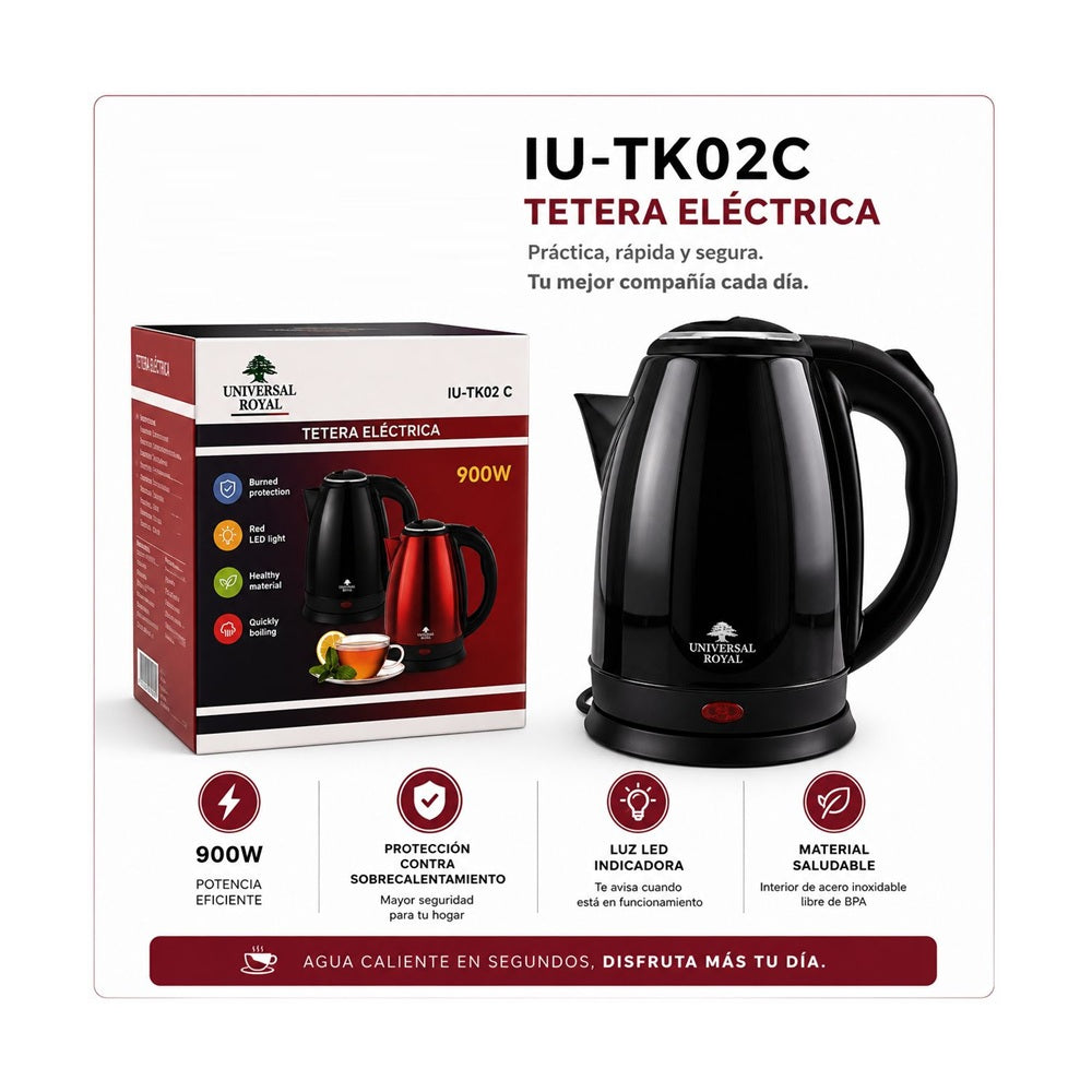 Tetera Eléctrica Universal Royal IU-TK02C Hervidor De Agua 9000W Acero Inoxidable