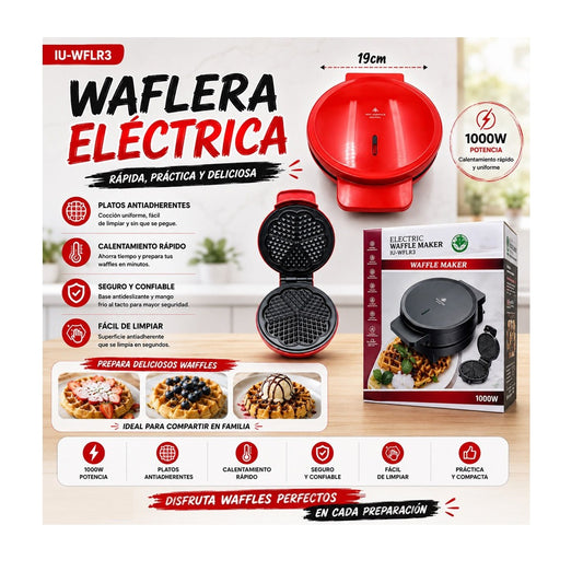 Máquina Para Waffles Universal Royal IU-WFLR3 Circular 19cm 1000W