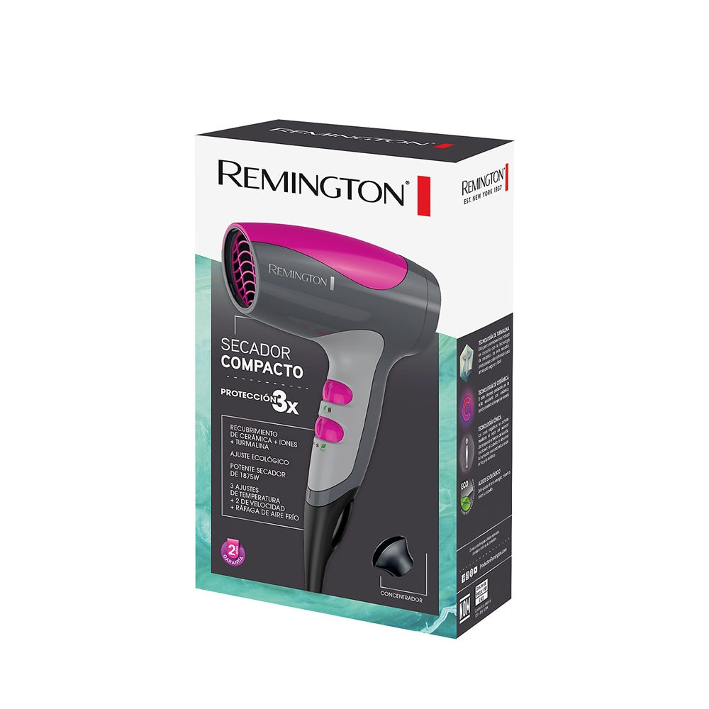 Secador Viajero Remington D3010 Compacto Cerámica Iones Y Turmalina