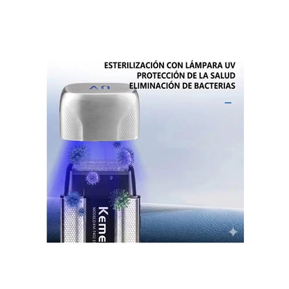 Combo Barbería Profesional Kemei 3 En 1 Clipper Patillera Y Shaver Con Maletín