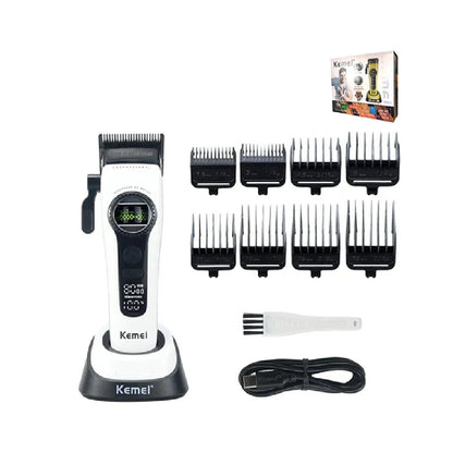 Máquina De Cortar Cabello Kemei Profesional Con Motor Brushless Y Base De Carga