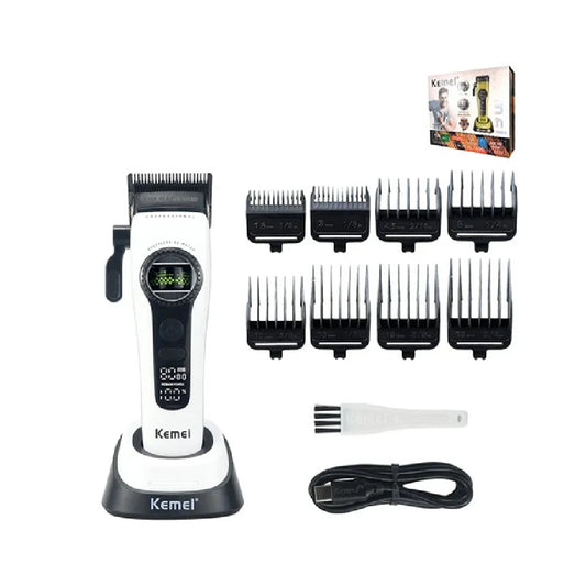 Máquina De Cortar Cabello Kemei Profesional Con Motor Brushless Y Base De Carga