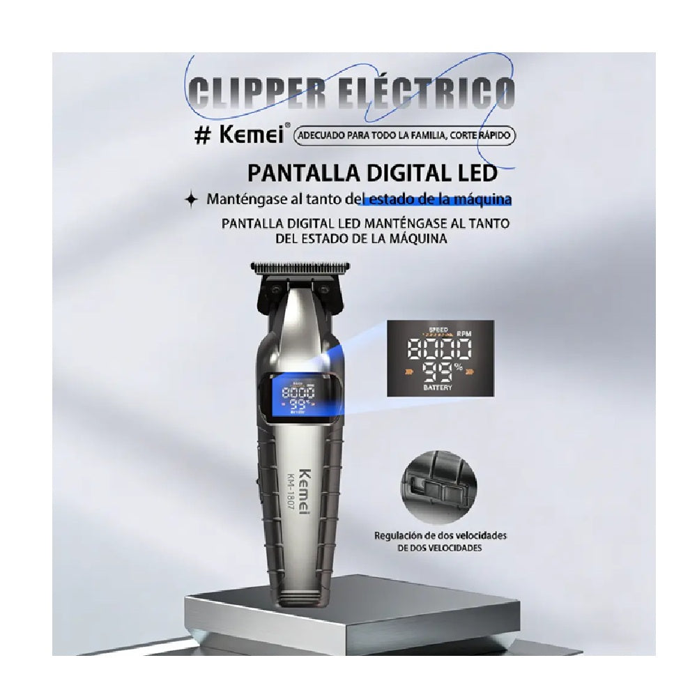 Patillera Profesional Kemei KM-1807 Recortadora Inalámbrica 8000 RPM