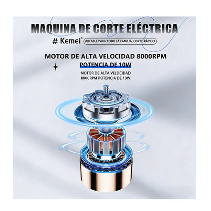 Patillera Profesional Kemei KM-1807 Recortadora Inalámbrica 8000 RPM