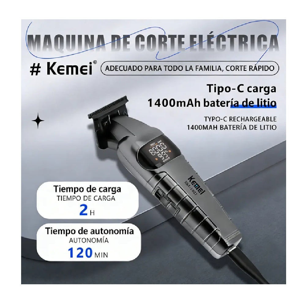 Patillera Profesional Kemei KM-1807 Recortadora Inalámbrica 8000 RPM