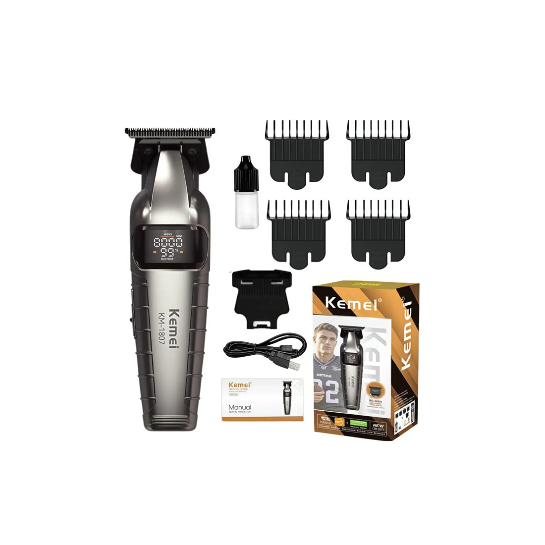 Patillera Profesional Kemei KM-1807 Recortadora Inalámbrica 8000 RPM