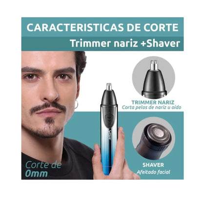 Depilador De Nariz Y Oído VGR V-619 Recortador Facial 2 En 1 IPX5