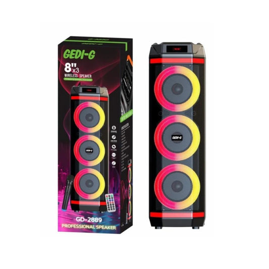 Torre De Sonido Gedi-G GD-2889 Triple Parlante 8 Pulgadas Bluetooth Karaoke
