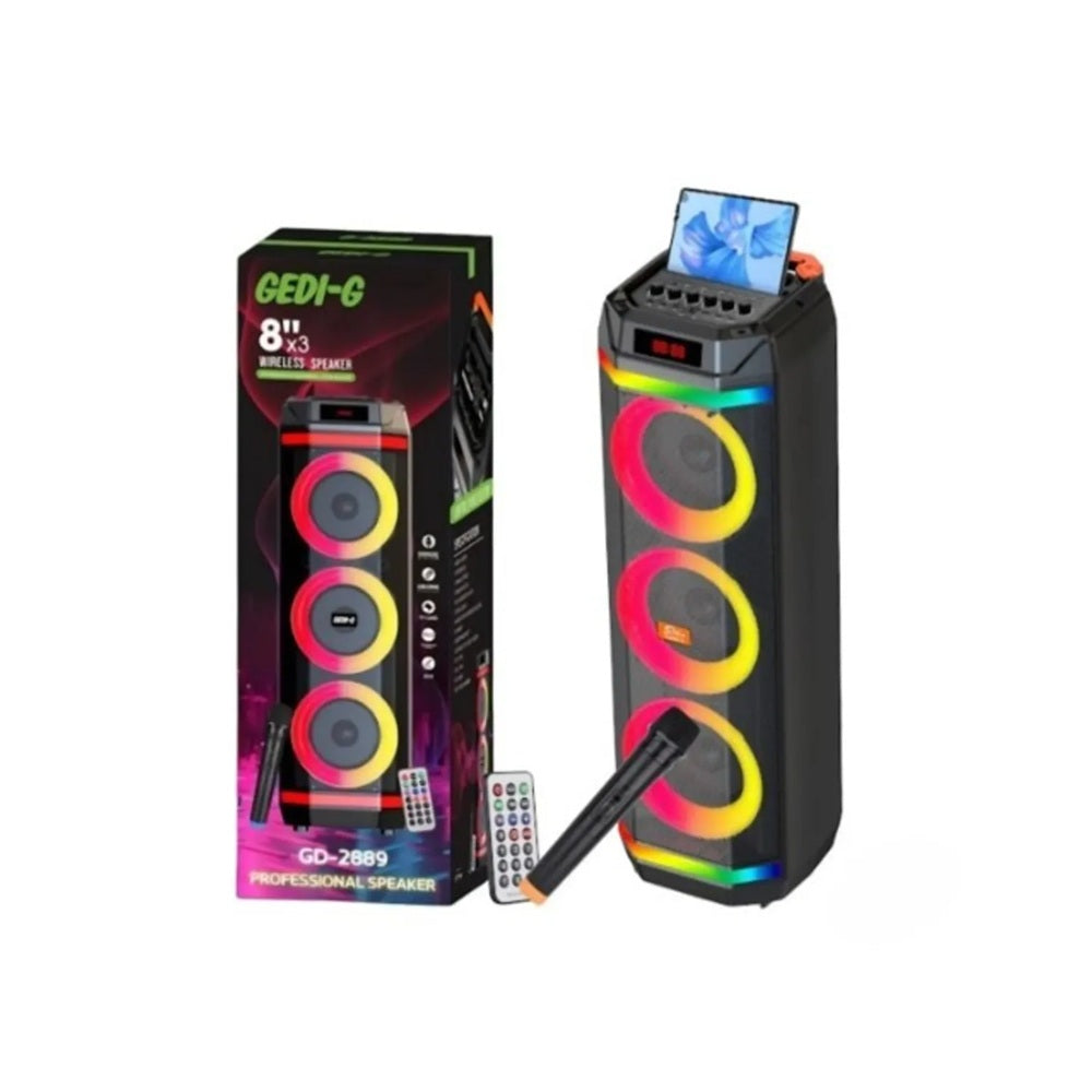 Torre De Sonido Gedi-G GD-2889 Triple Parlante 8 Pulgadas Bluetooth Karaoke