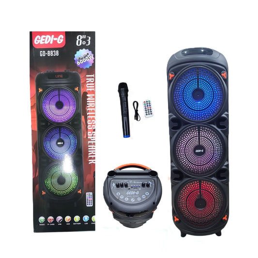 Torre De Sonido Gedi-G GD-8838 Triple Parlante 8 Pulgadas 6000W P.M.P.O