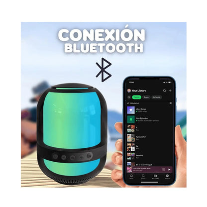 Parlante Bluetooth Portátil Con Luces LED RGB Sonido HiFi Y TWS